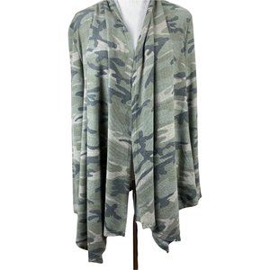 12PM by Mon Ami Cardigan Sweater Womens Small Green Army Camo Open Lightweight‎